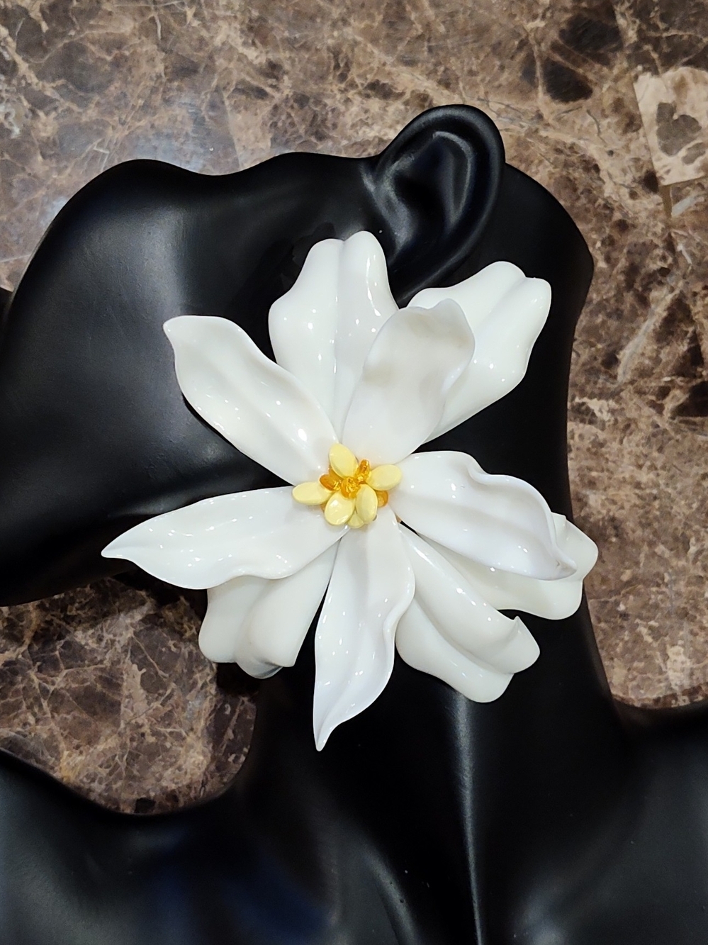 White & Yellow Floral Statement Post Earrings